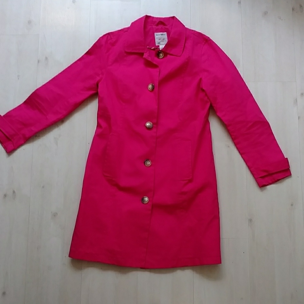 Old Navy Hot Pink Trench Coat M